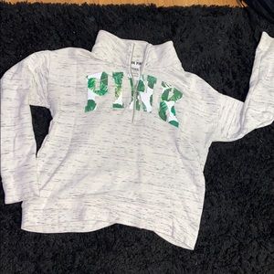 Pink logo zip up turtle neck